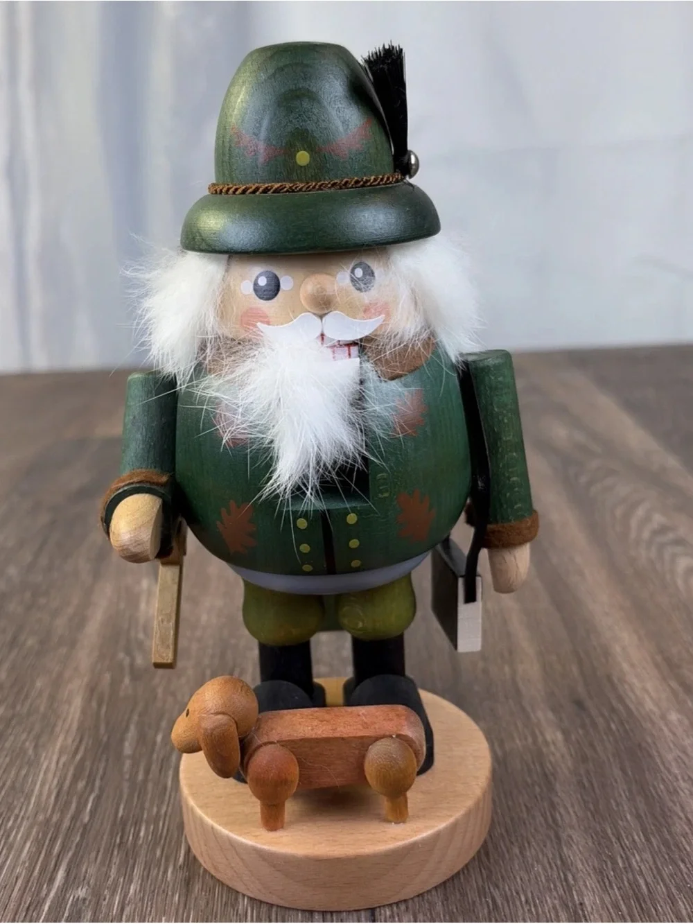 Erzgebirge Forester Santa Nutcracker 7.5” German Wood Seiffen with Dachshund